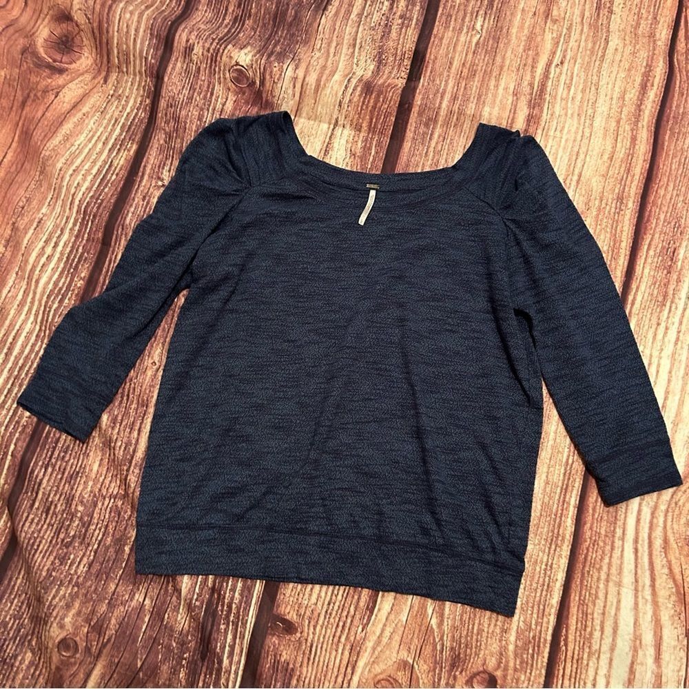 Women’s Free People Juliette Blue Marbled Puff Sleeve 3/4 Sleeves Size L